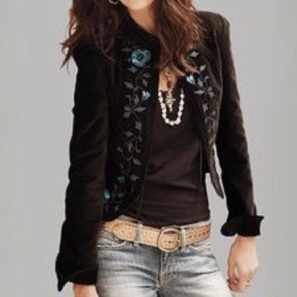 Lucky Brand Jackets & Blazers - Lucky Brand Velvet Blazer Embroidered Jacket size M